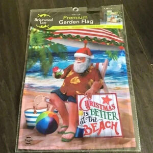 Garden Flag Beach Time Santa - Christmas is Better at the Beach 12.5x18”